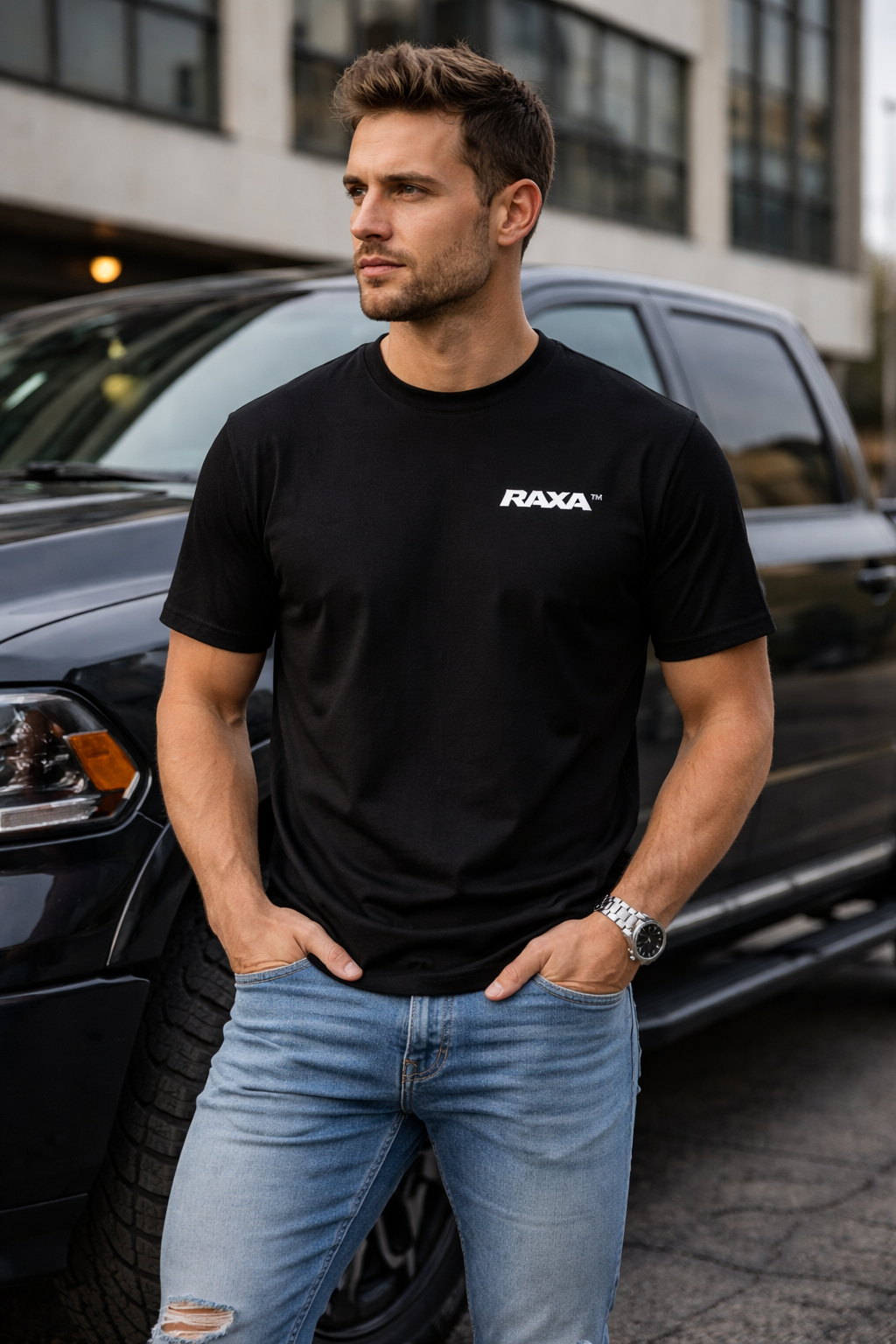 RAXA Simple Black T-Shirt